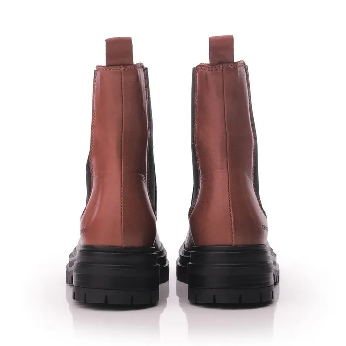Women Moda In Pelle Chunky Boots Shoon Sh Isha Tan Leather