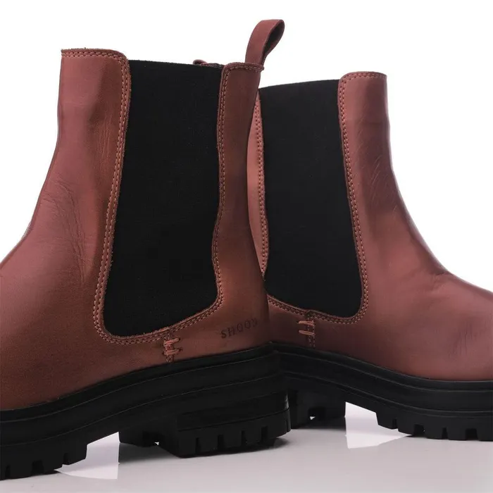Women Moda In Pelle Chunky Boots Shoon Sh Isha Tan Leather