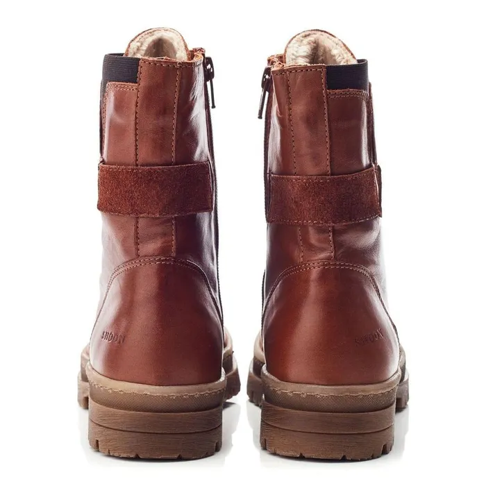 Women Moda In Pelle Chunky Boots Shoon Sh Odcombe Tan Leather