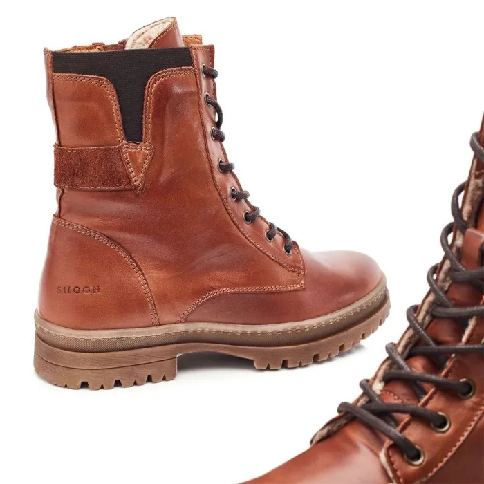 Women Moda In Pelle Chunky Boots Shoon Sh Odcombe Tan Leather