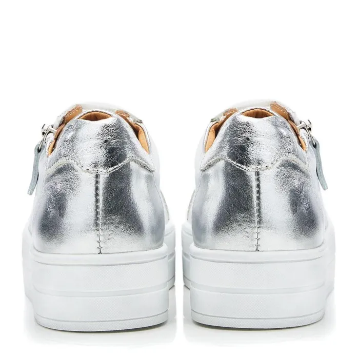 Women Moda In Pelle Chunky Trainers BGlazie Silver Leather