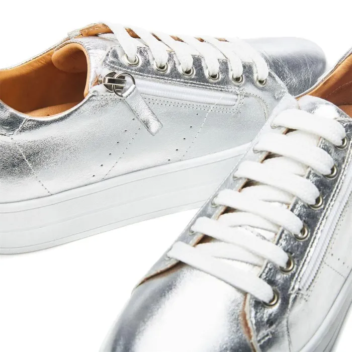 Women Moda In Pelle Chunky Trainers BGlazie Silver Leather