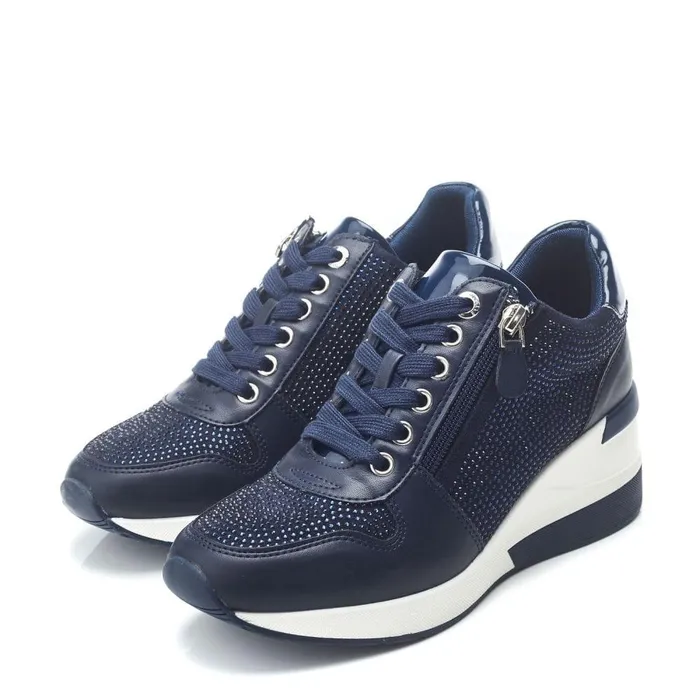 Women Moda In Pelle Chunky Trainers Brookie Navy Porvair