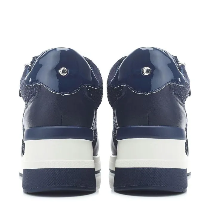 Women Moda In Pelle Chunky Trainers Brookie Navy Porvair