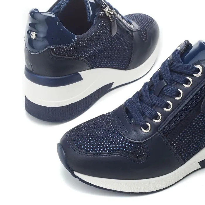 Women Moda In Pelle Chunky Trainers Brookie Navy Porvair