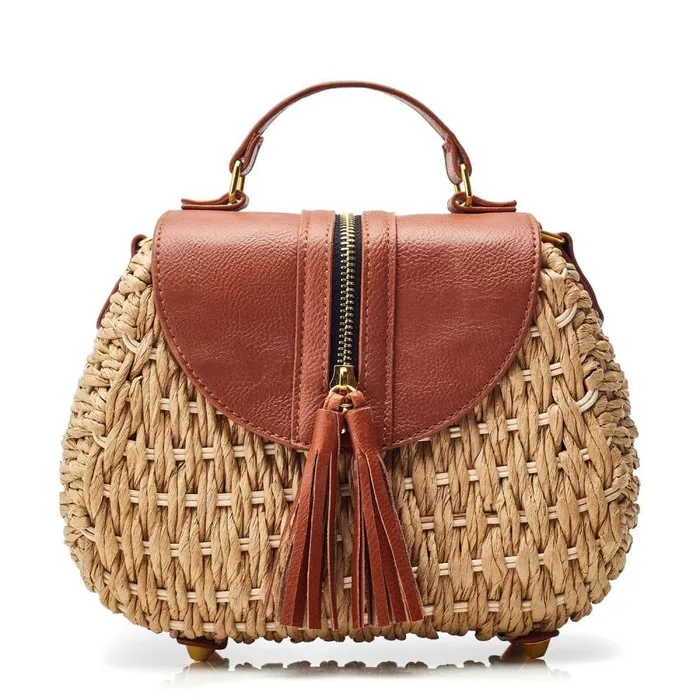 Women Moda In Pelle Clutch Bags Ravello Bag Tan Raffia