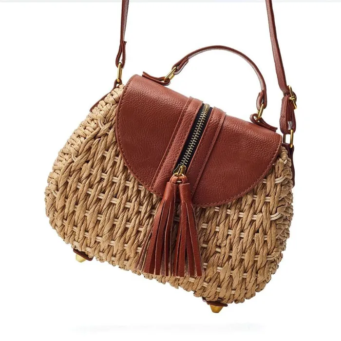 Women Moda In Pelle Clutch Bags Ravello Bag Tan Raffia