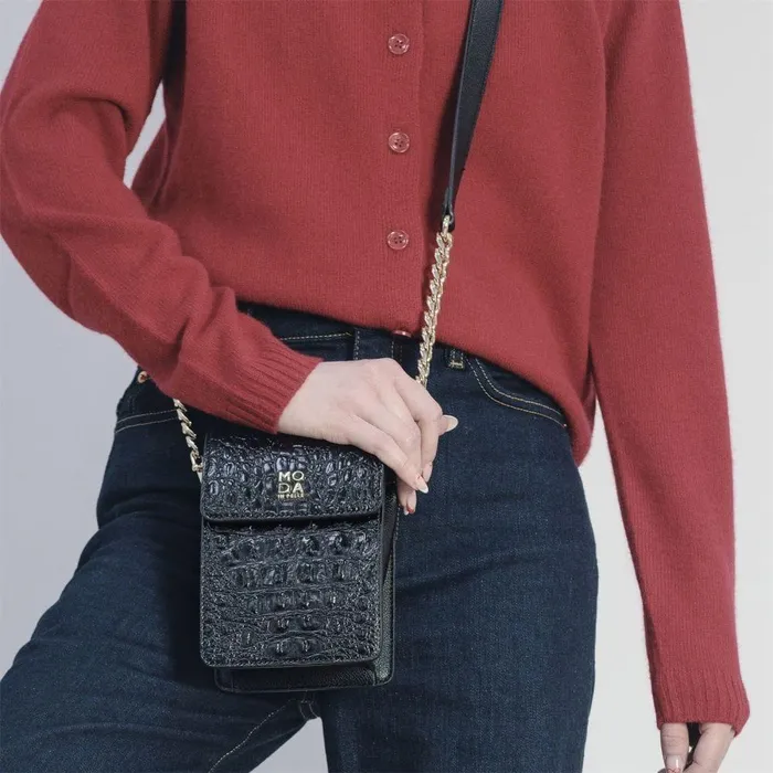 Women Moda In Pelle Crossbody Bags Bianka Bag Black Porvair