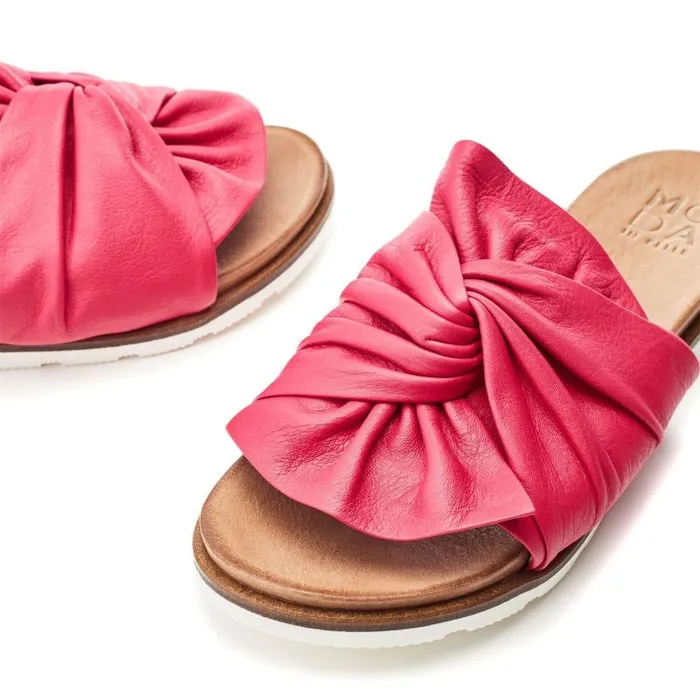 Women Moda In Pelle Flat Sandals Jemini Raspberry Leather