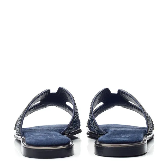 Women Moda In Pelle Flat Sandals Ormay Navy Textile