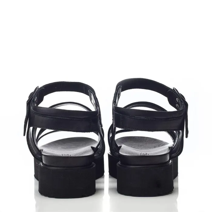 Women Moda In Pelle Flatform Sandals Bsoleful BRocker Black Leather