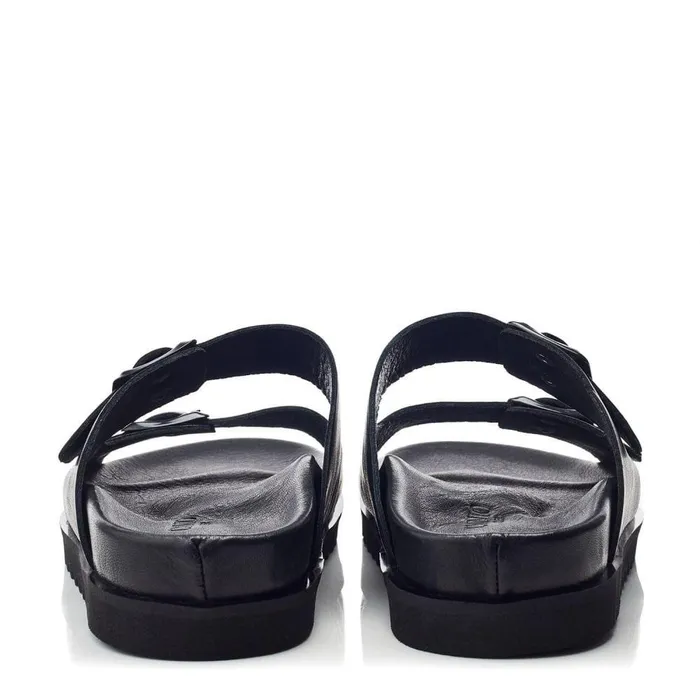 Women Moda In Pelle Flatform Sandals Bsoleful BSlidey Black Leather