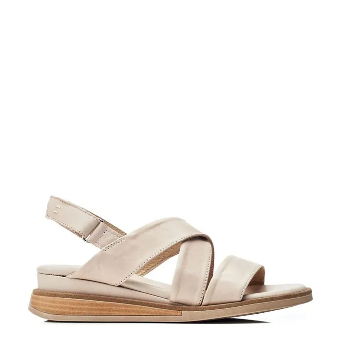 Women Moda In Pelle Flatform Sandals Shoon Sh Iranna Beige Leather