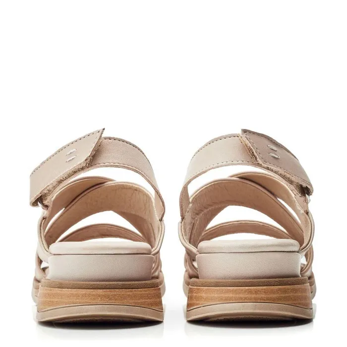 Women Moda In Pelle Flatform Sandals Shoon Sh Iranna Beige Leather