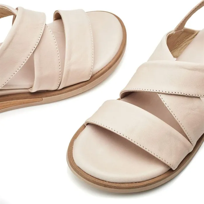 Women Moda In Pelle Flatform Sandals Shoon Sh Iranna Beige Leather