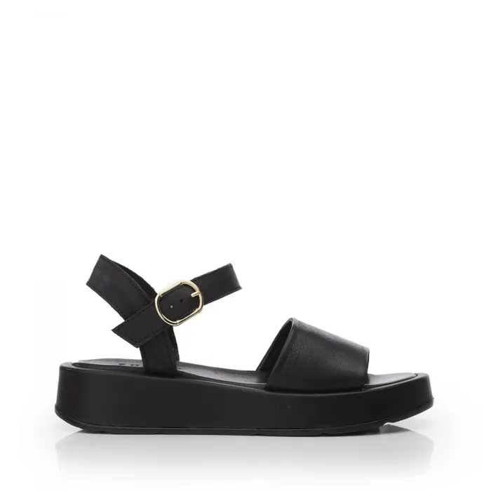 Women Moda In Pelle Flatform Sandals Shoon Sh Mirella Black Leather