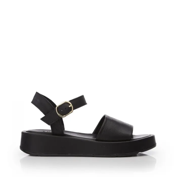 Women Moda In Pelle Flatform Sandals Shoon Sh Mirella Black Leather