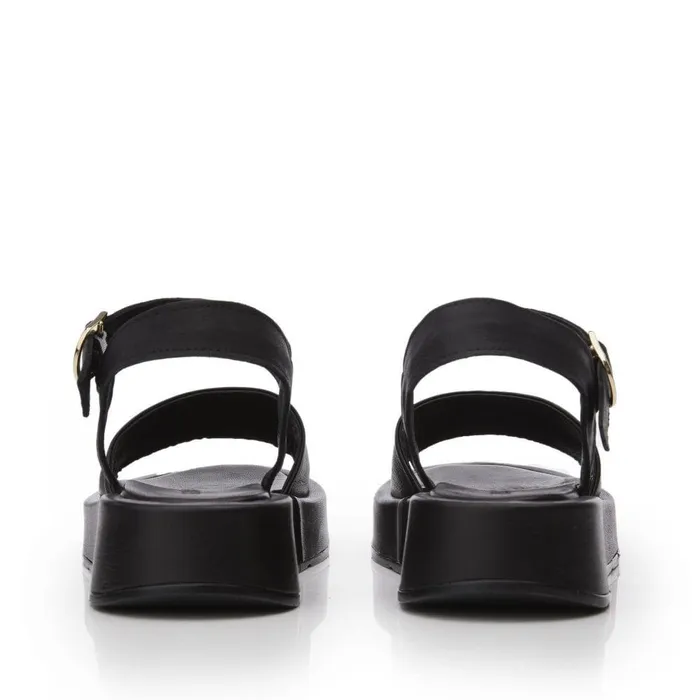 Women Moda In Pelle Flatform Sandals Shoon Sh Mirella Black Leather