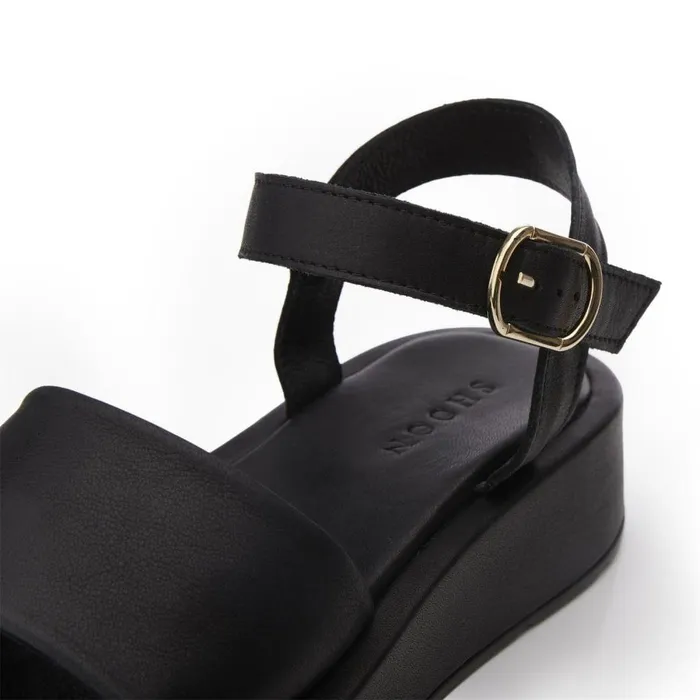 Women Moda In Pelle Flatform Sandals Shoon Sh Mirella Black Leather