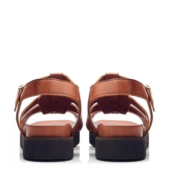 Women Moda In Pelle Flatform Sandals Shoon Sh Shipshape Tan Leather
