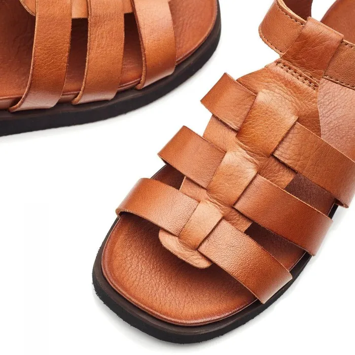 Women Moda In Pelle Flatform Sandals Shoon Sh Shipshape Tan Leather