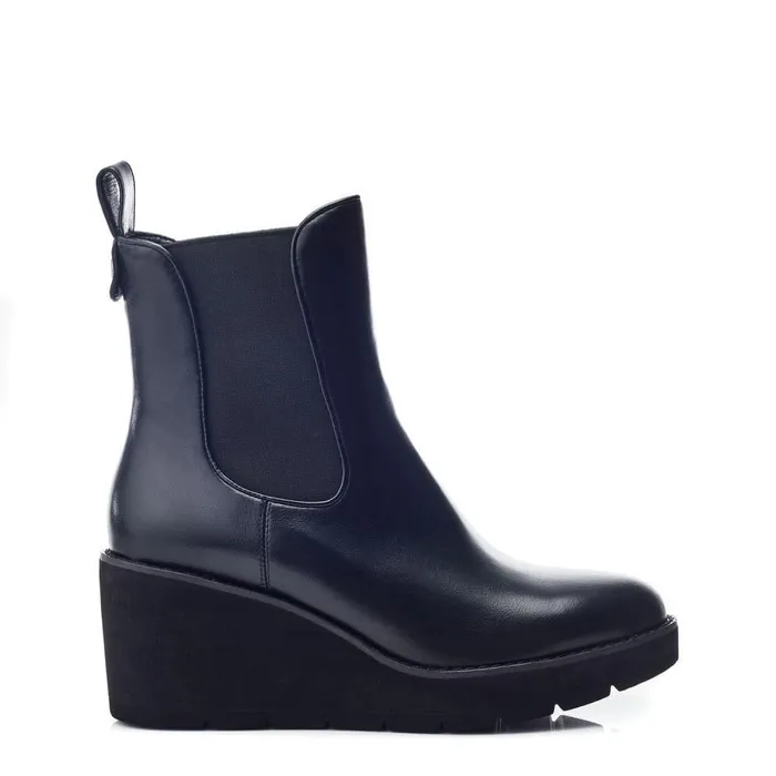 Women Moda In Pelle Heeled And Wedge Boots Allby Black Porvair