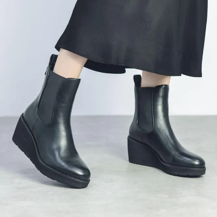 Women Moda In Pelle Heeled And Wedge Boots Allby Black Porvair