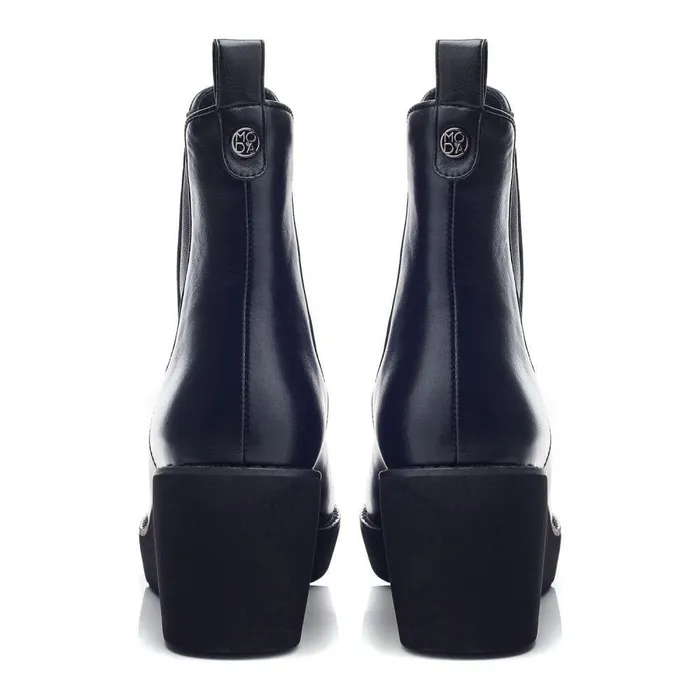 Women Moda In Pelle Heeled And Wedge Boots Allby Black Porvair