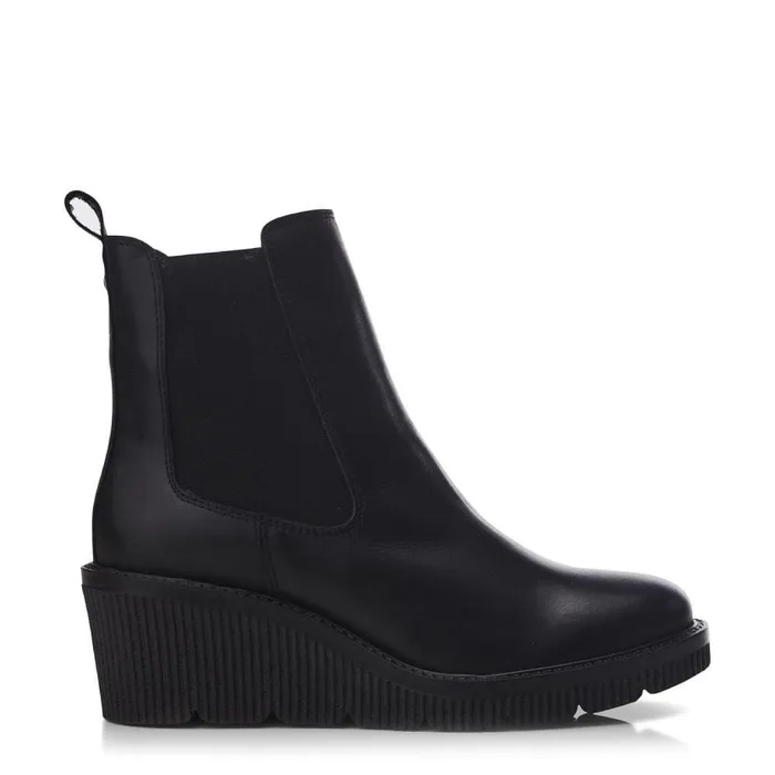Women Moda In Pelle Heeled And Wedge Boots Audyn Jet Black Leather