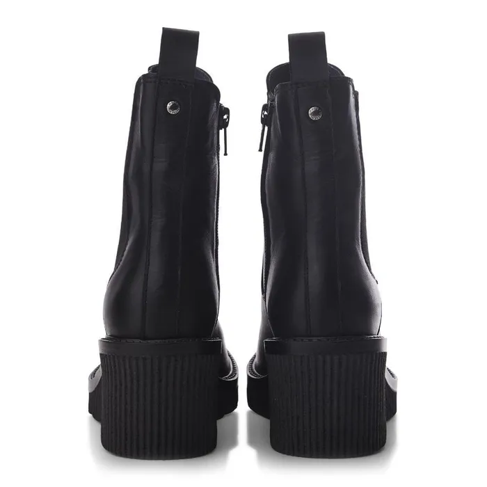 Women Moda In Pelle Heeled And Wedge Boots Audyn Jet Black Leather