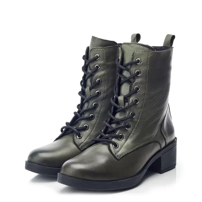 Women Moda In Pelle Heeled And Wedge Boots Calia Green Leather