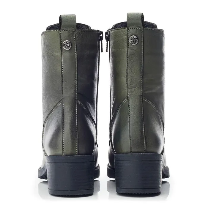 Women Moda In Pelle Heeled And Wedge Boots Calia Green Leather