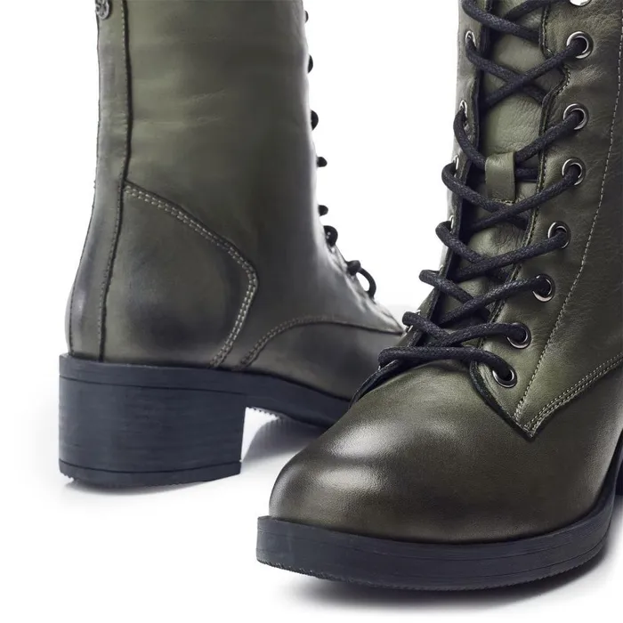 Women Moda In Pelle Heeled And Wedge Boots Calia Green Leather