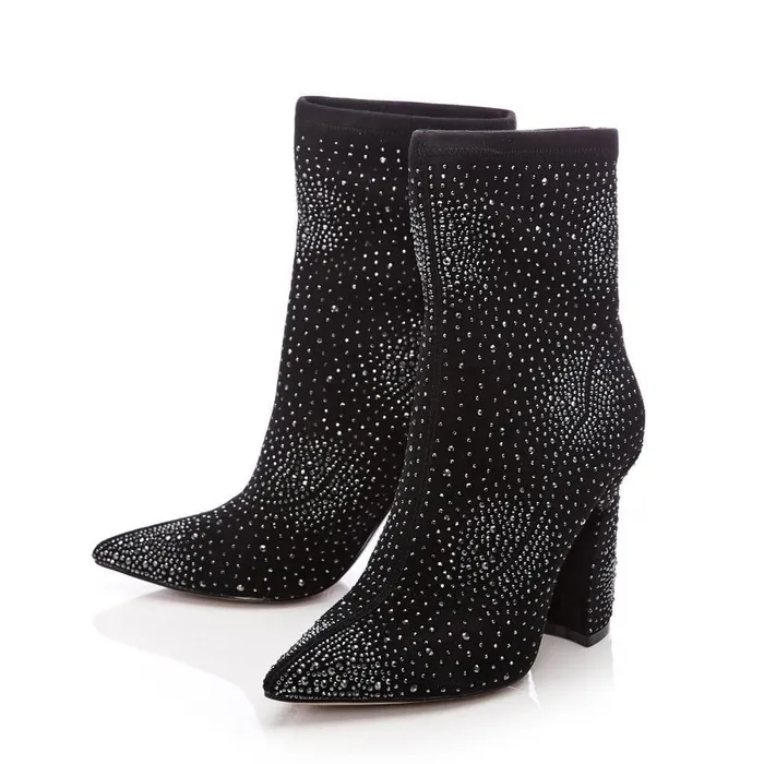 Women Moda In Pelle Heeled And Wedge Boots Kora Black Suede