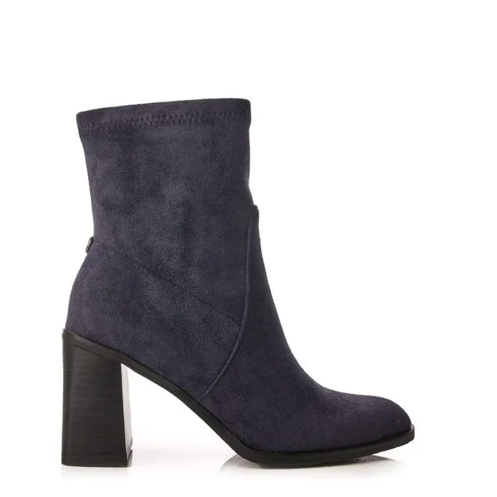 Women Moda In Pelle Heeled And Wedge Boots Marylou Navy Alcantara