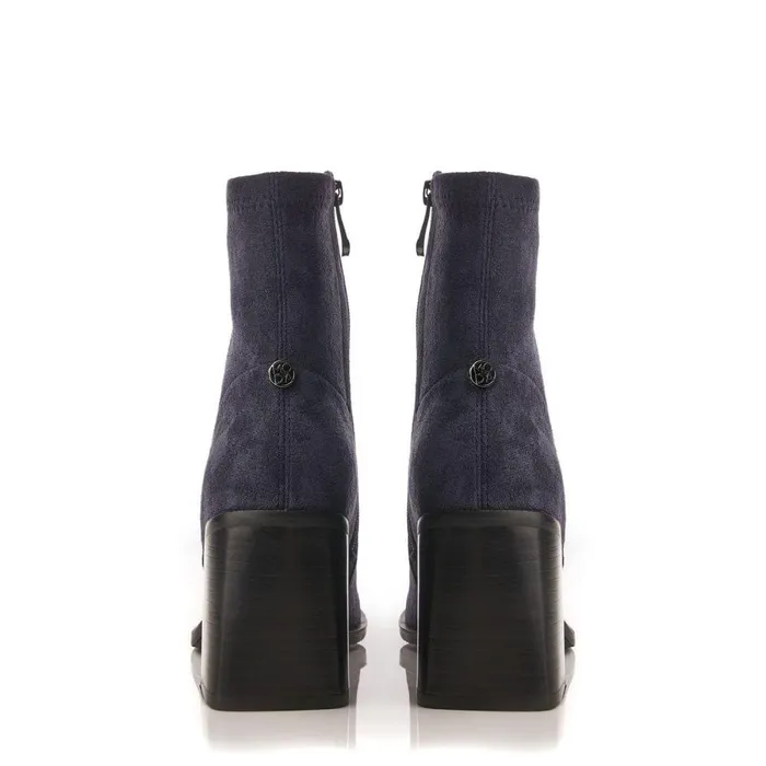 Women Moda In Pelle Heeled And Wedge Boots Marylou Navy Alcantara