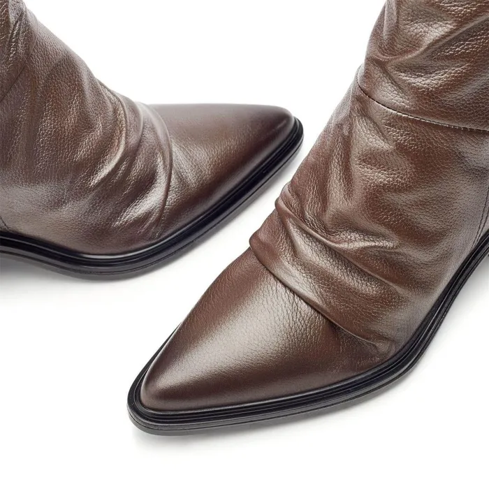Women Moda In Pelle Heeled And Wedge Boots Oppal Gold Leather