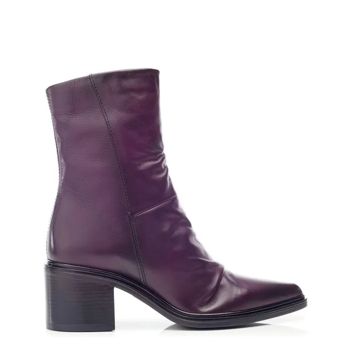 Women Moda In Pelle Heeled And Wedge Boots Oppal Purple Leather
