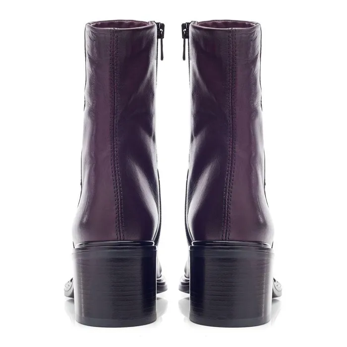 Women Moda In Pelle Heeled And Wedge Boots Oppal Purple Leather