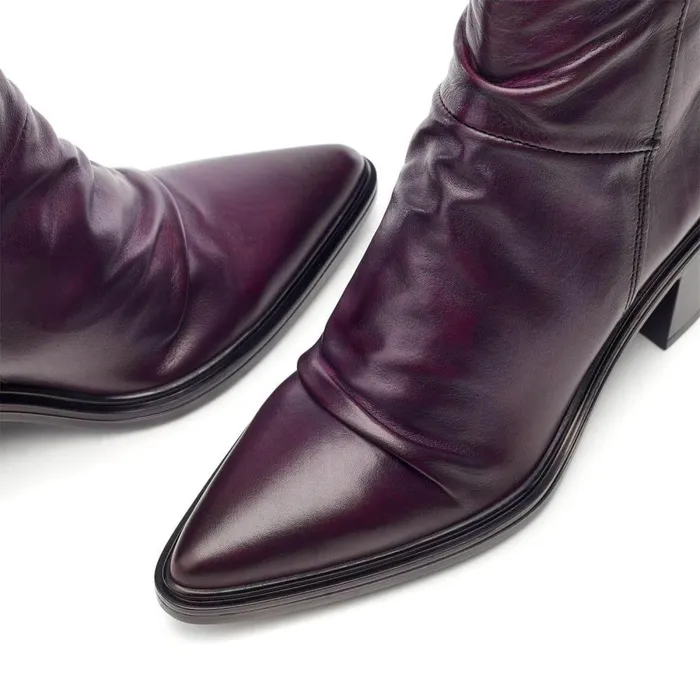 Women Moda In Pelle Heeled And Wedge Boots Oppal Purple Leather
