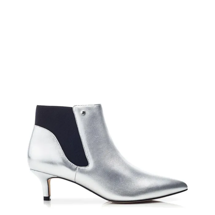 Women Moda In Pelle Heeled And Wedge Boots Qute Silver Leather