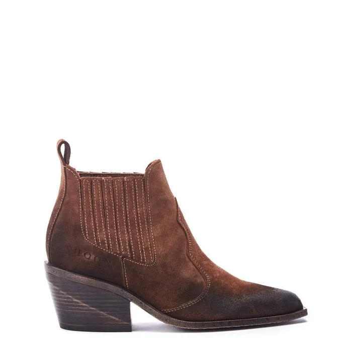 Women Moda In Pelle Heeled And Wedge Boots Shoon Sh Alto Tan Suede