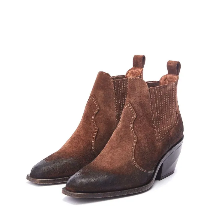 Women Moda In Pelle Heeled And Wedge Boots Shoon Sh Alto Tan Suede