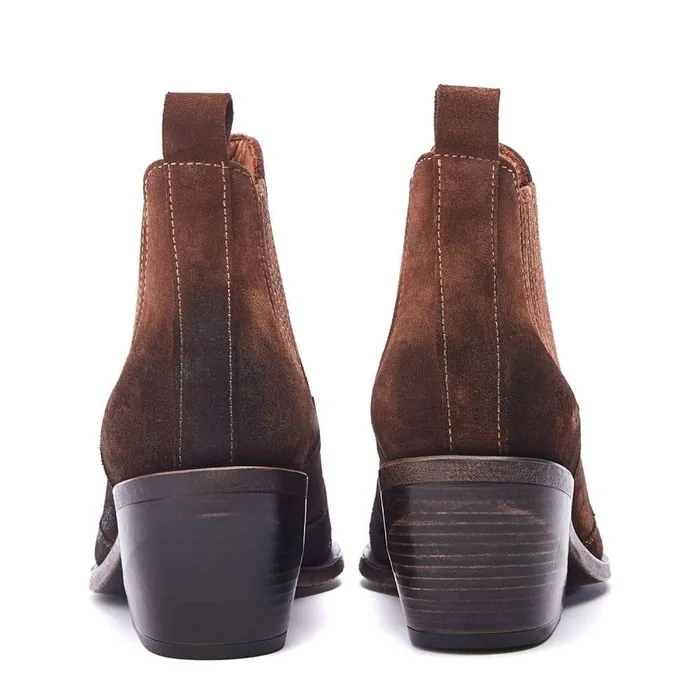 Women Moda In Pelle Heeled And Wedge Boots Shoon Sh Alto Tan Suede