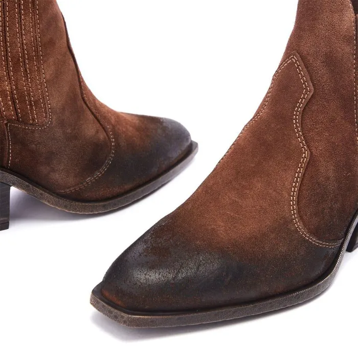 Women Moda In Pelle Heeled And Wedge Boots Shoon Sh Alto Tan Suede