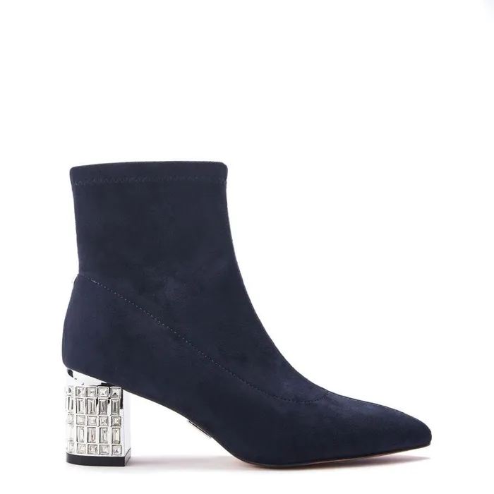 Women Moda In Pelle Heeled And Wedge Boots Tianna Navy Alcantara