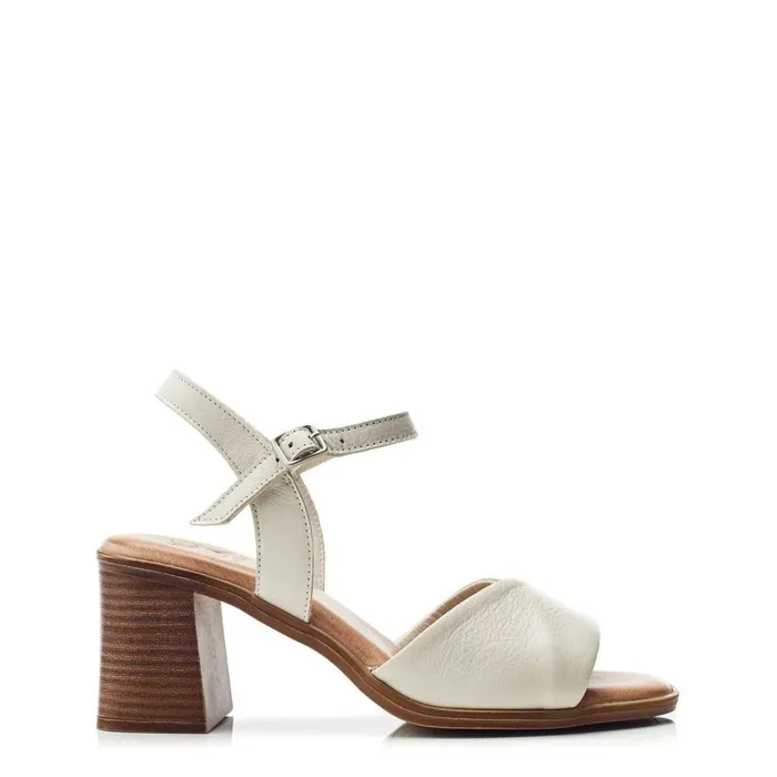 Women Moda In Pelle Heeled Sandals Lanie Off White Leather