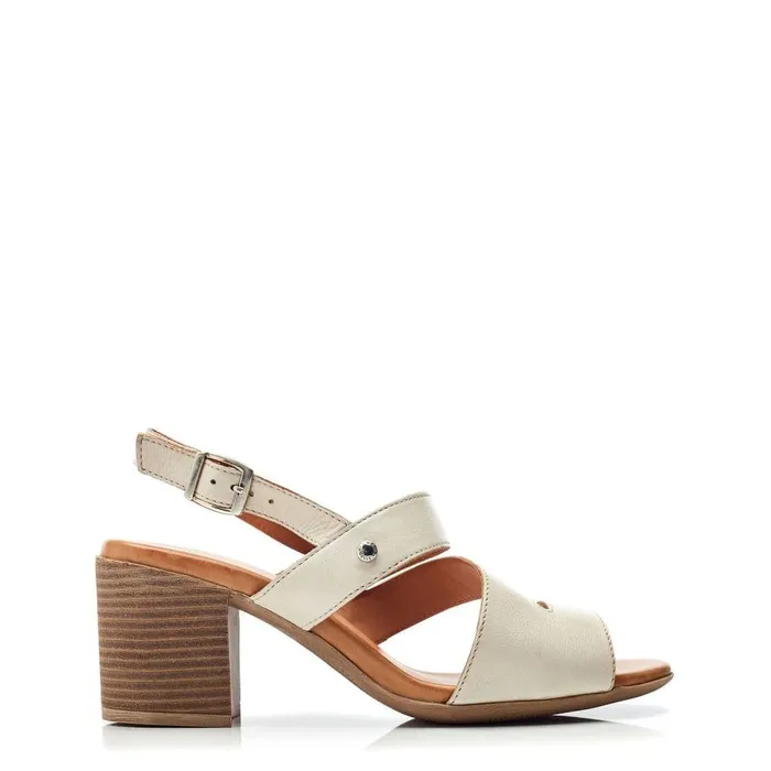 Women Moda In Pelle Heeled Sandals Laya Off White Leather