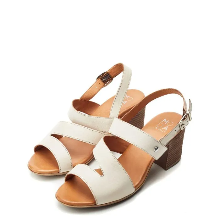 Women Moda In Pelle Heeled Sandals Laya Off White Leather