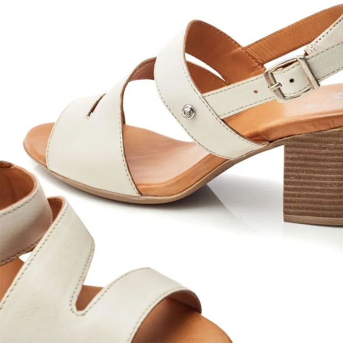 Women Moda In Pelle Heeled Sandals Laya Off White Leather